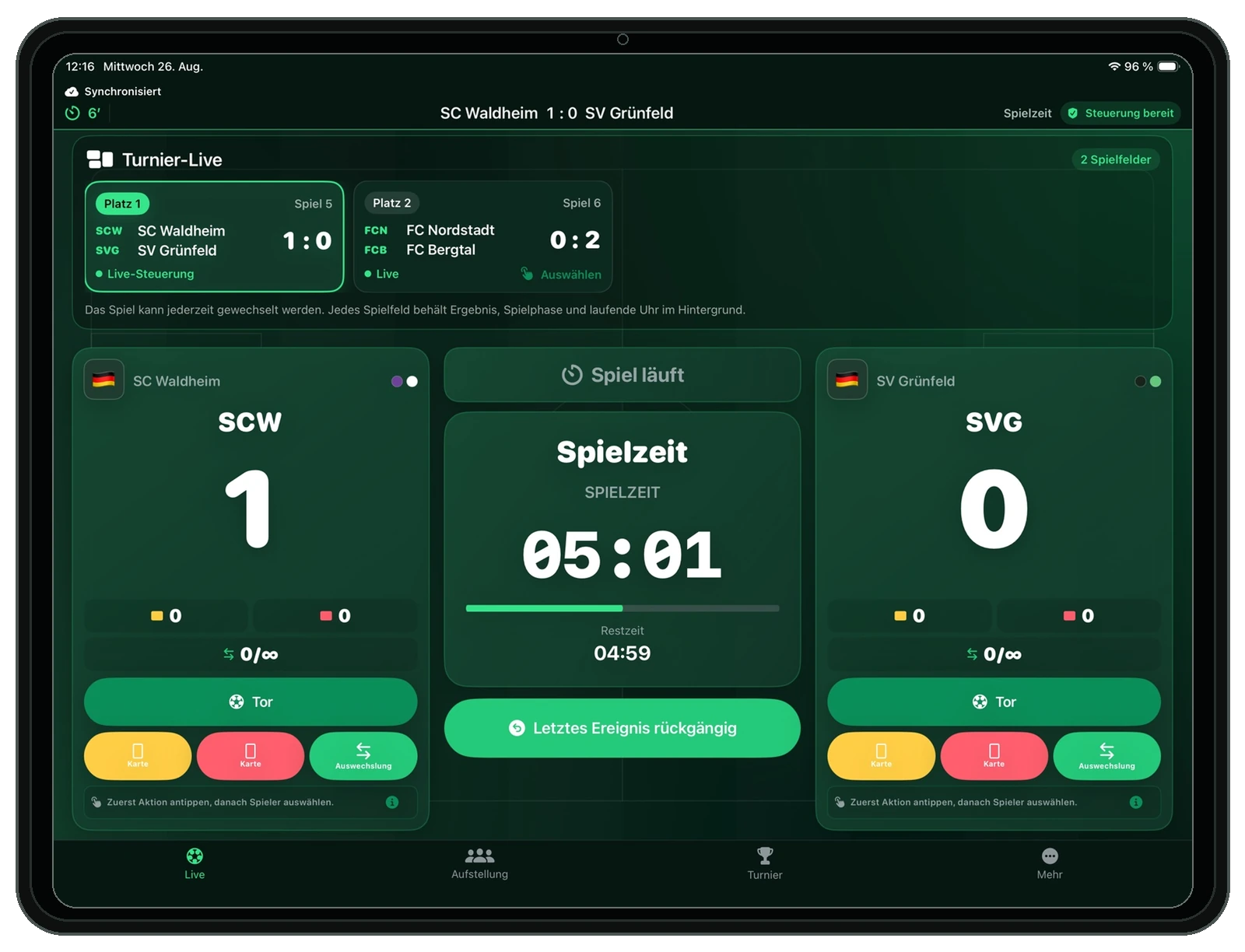 MatchControl auf dem iPad