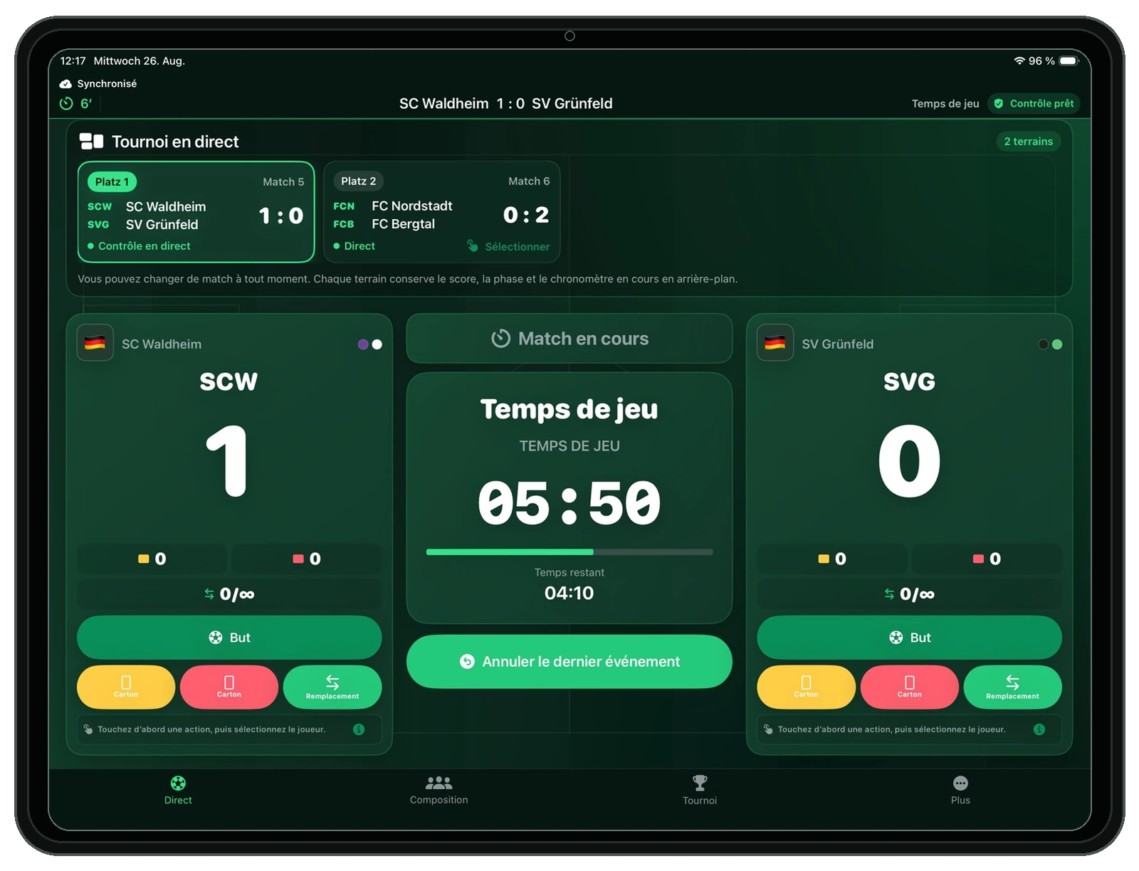 MatchControl sur iPad