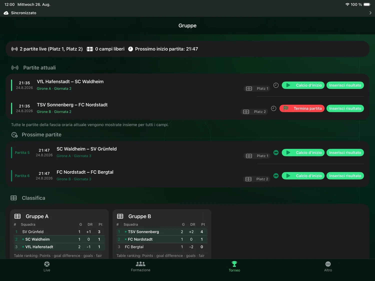 Torneo live su iPad