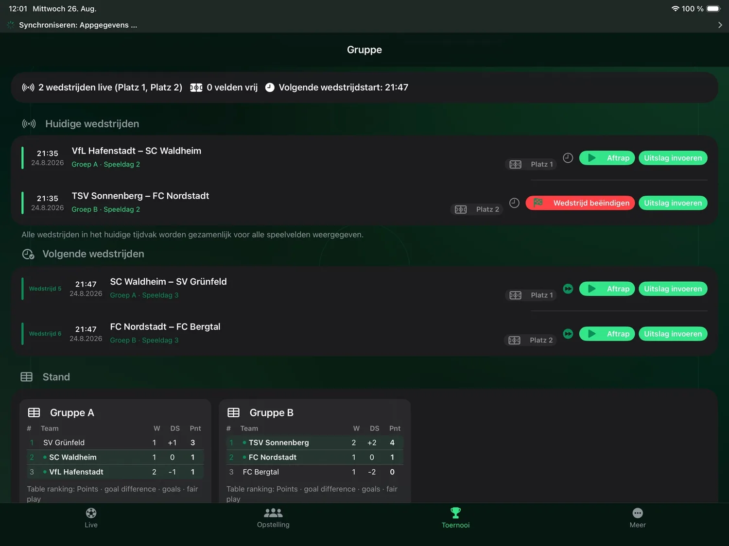 Toernooi live op iPad