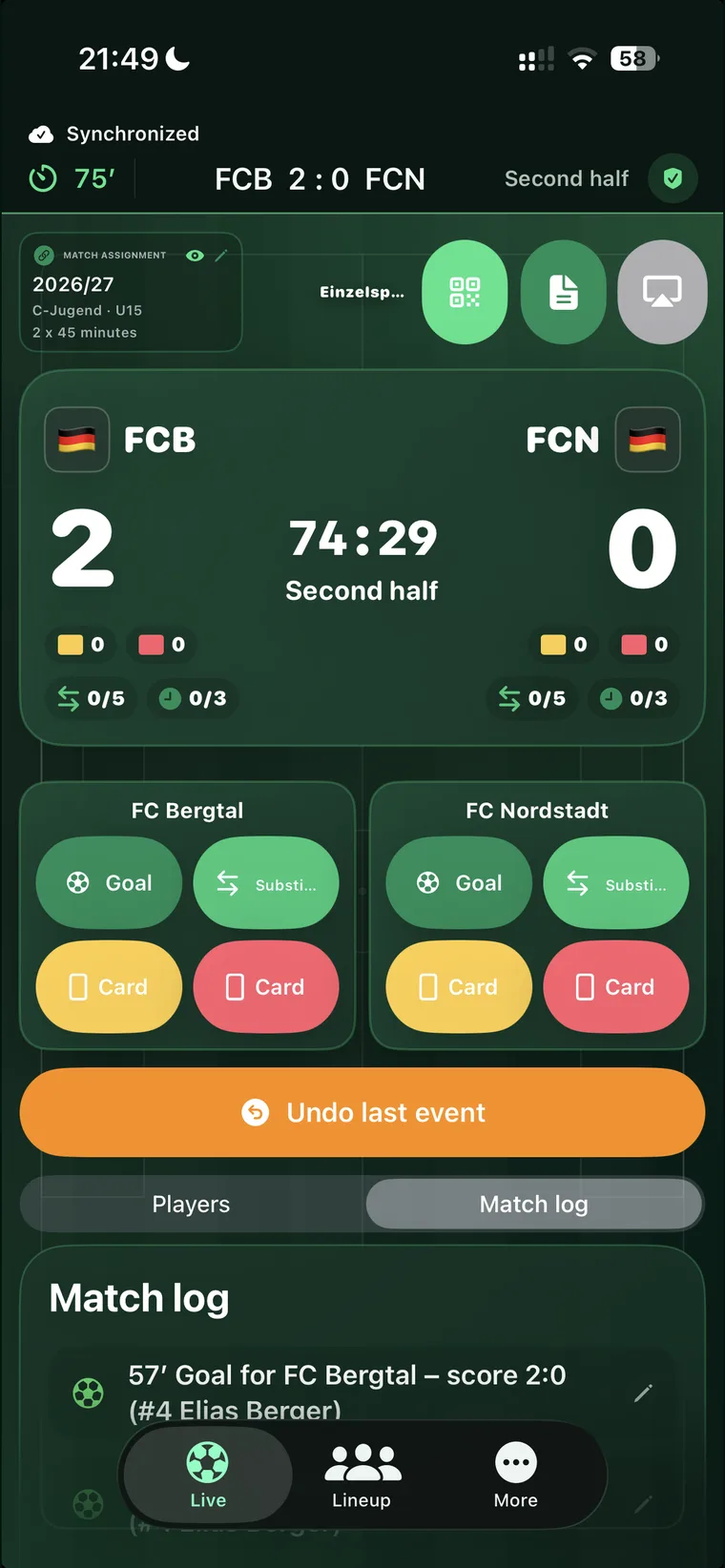 Compact live overview on iPhone