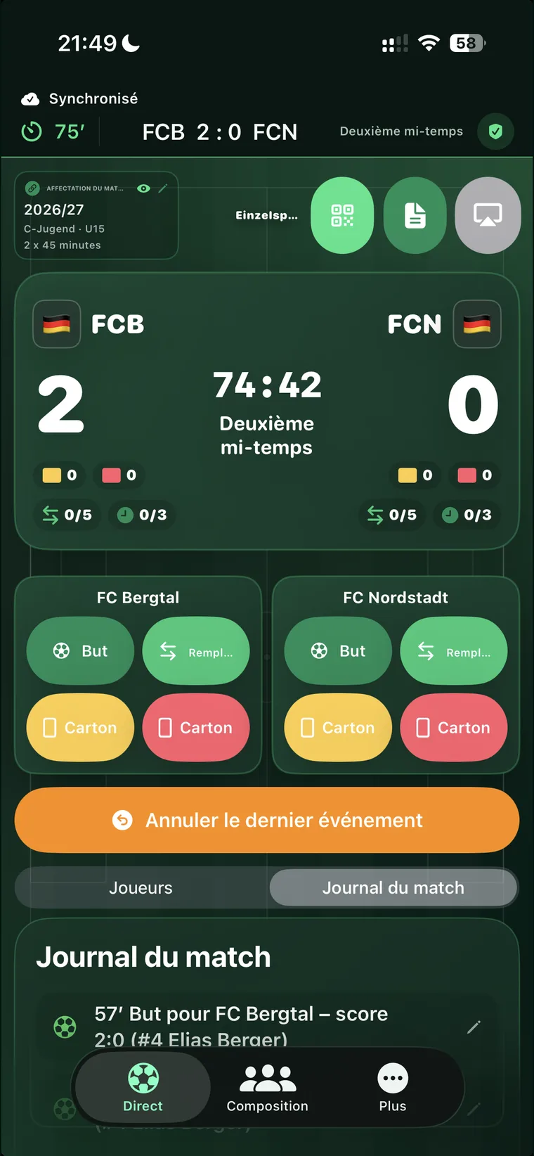 Vue compacte en direct sur iPhone